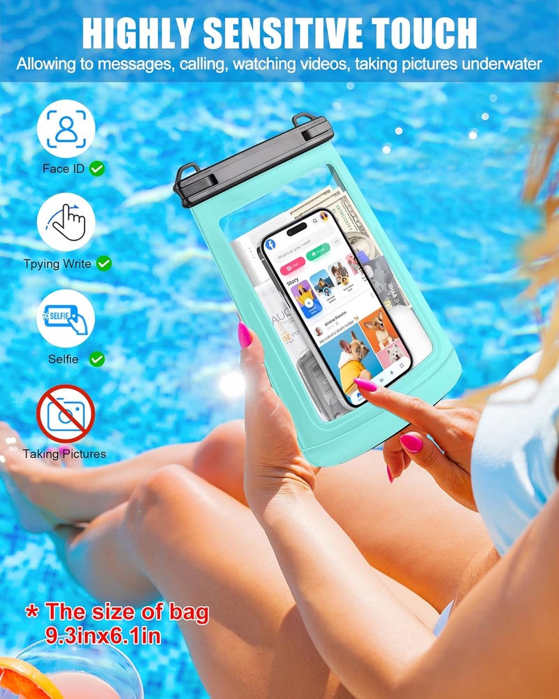 Jzocon Waterproof Phone Pouch for iPhone 16 15 14 11 Pro Max & Galaxy S24 S21 - Floating Large Capacity Dry Bag Stores Sunscreen, Sunglasses - Oversized Waterproof Bag for Beach, Swimming, Kayaking - Image 4